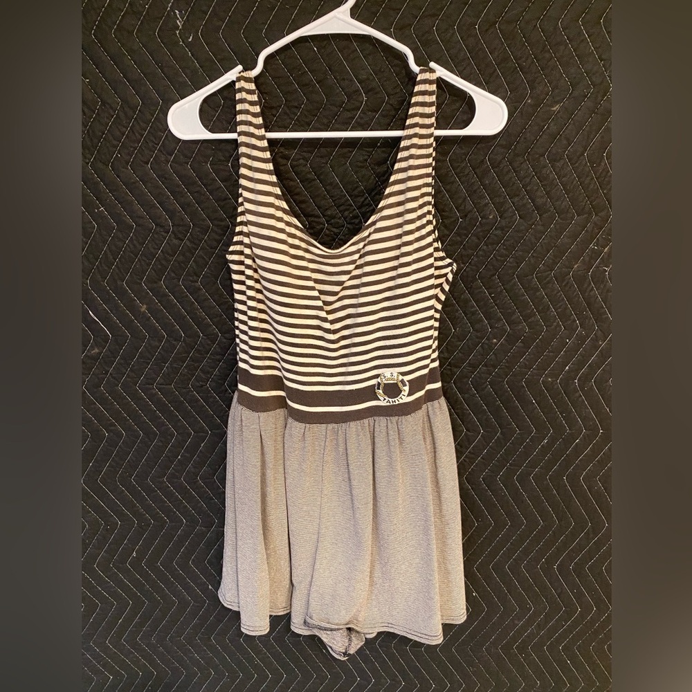 Black and White Striped One Piece